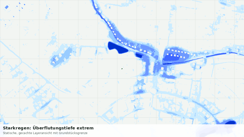 Statische Kartenansicht: Starkregen: Überflutungstiefe extrem