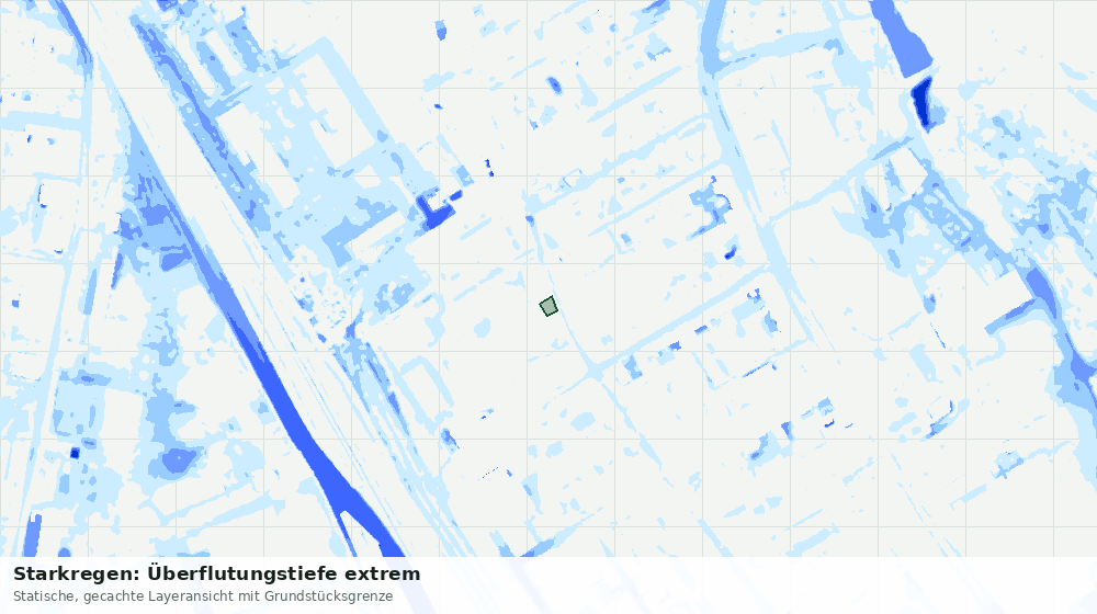 Statische Kartenansicht: Starkregen: Überflutungstiefe extrem