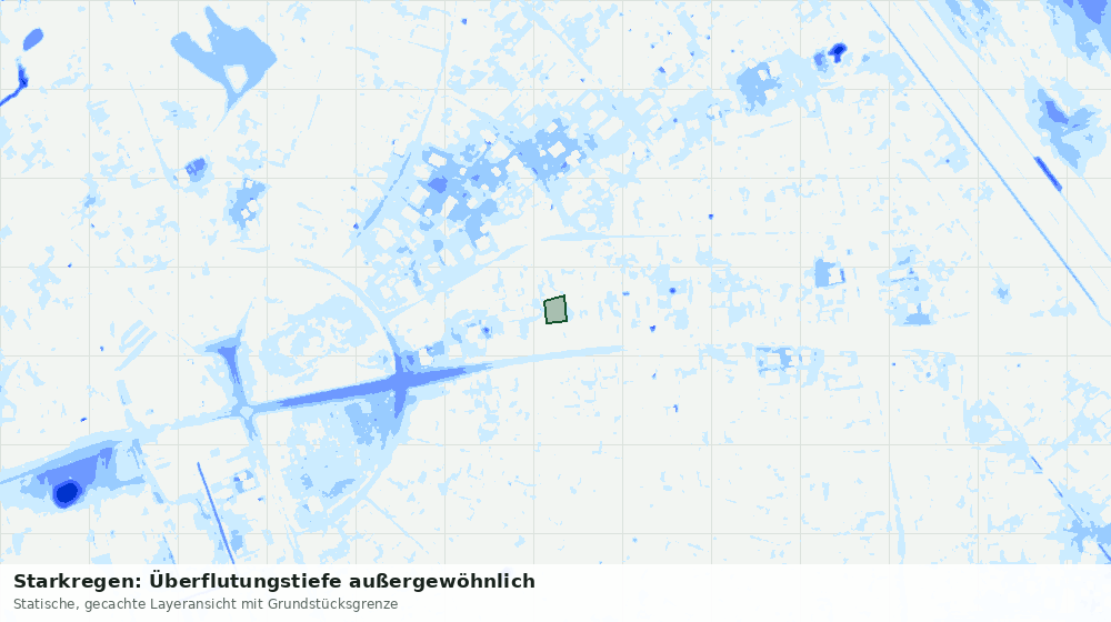 Statische Kartenansicht: Starkregen: Überflutungstiefe außergewöhnlich