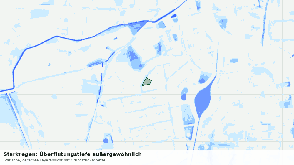 Statische Kartenansicht: Starkregen: Überflutungstiefe außergewöhnlich
