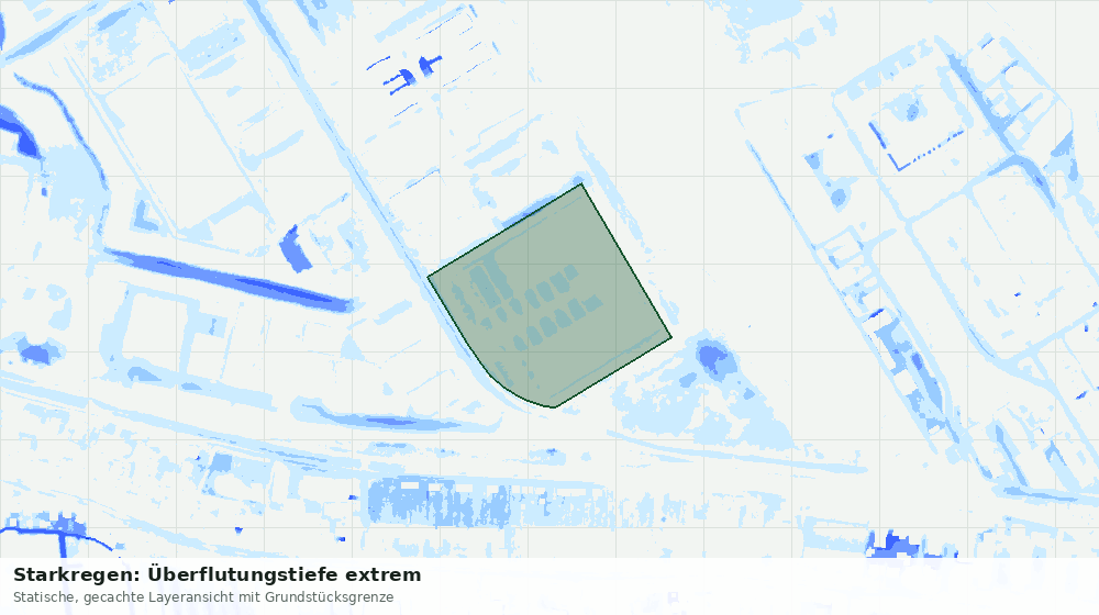 Statische Kartenansicht: Starkregen: Überflutungstiefe extrem