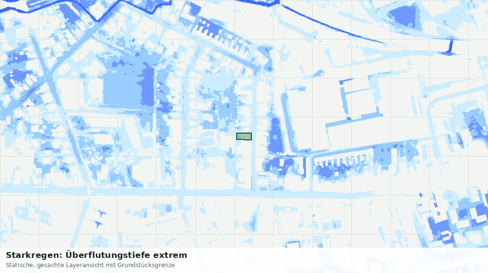 Statische Kartenansicht: Starkregen: Überflutungstiefe extrem