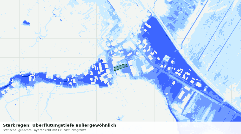 Statische Kartenansicht: Starkregen: Überflutungstiefe außergewöhnlich
