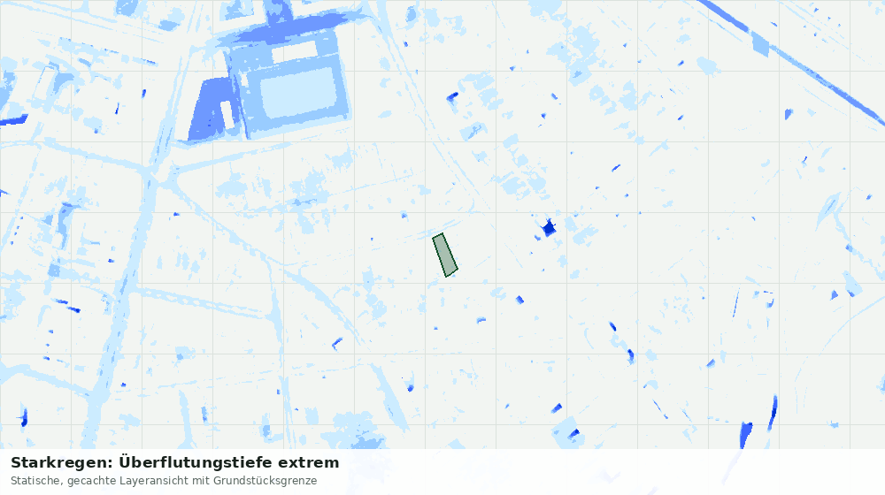 Statische Kartenansicht: Starkregen: Überflutungstiefe extrem