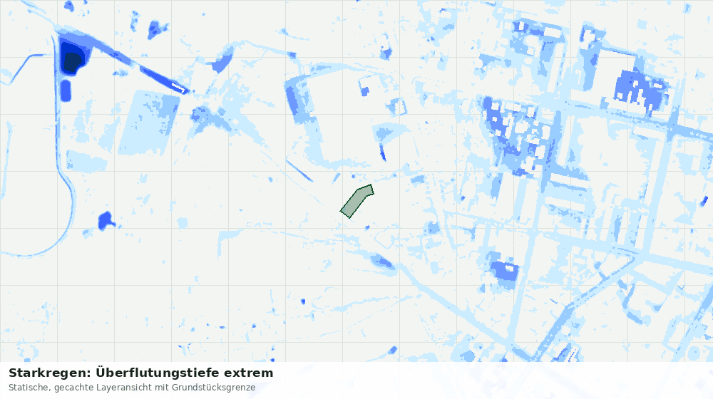 Statische Kartenansicht: Starkregen: Überflutungstiefe extrem
