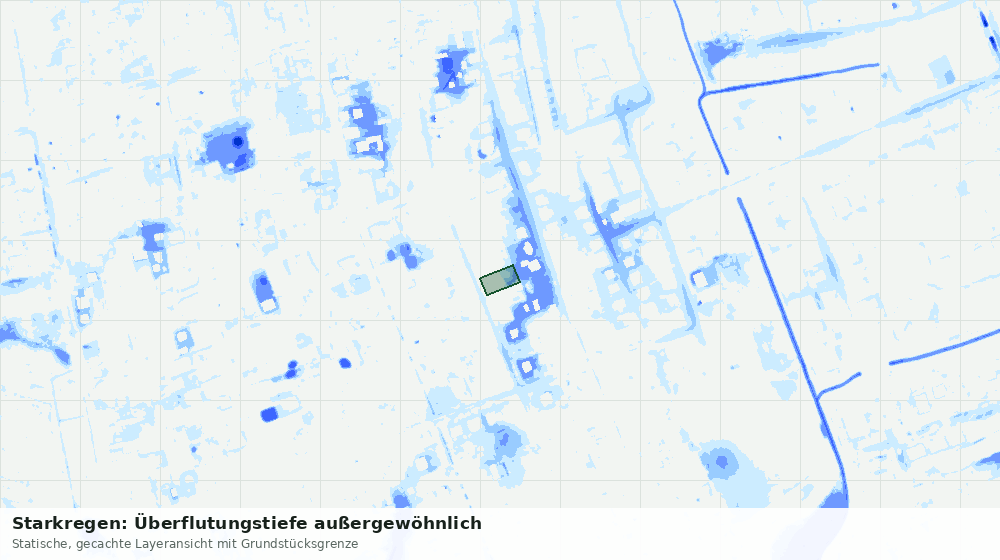 Statische Kartenansicht: Starkregen: Überflutungstiefe außergewöhnlich