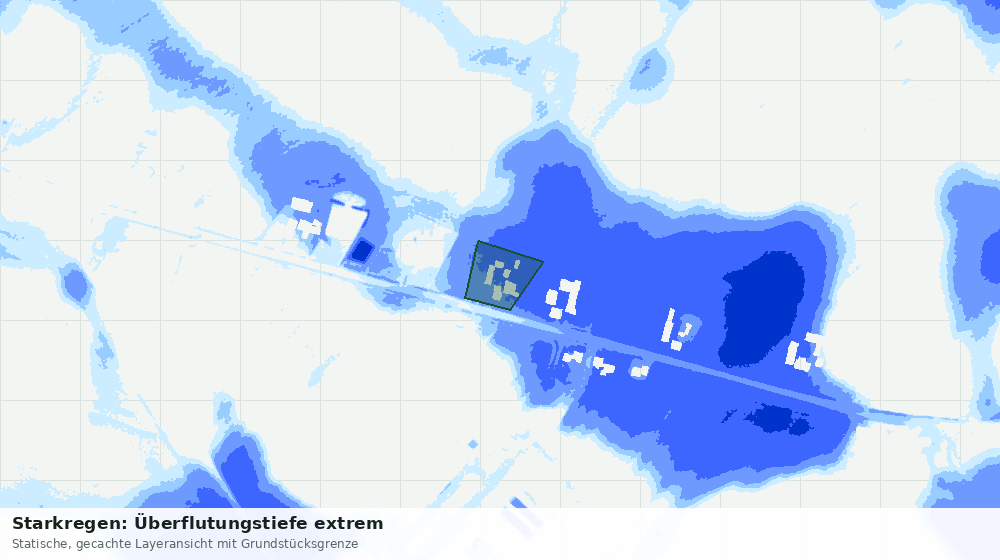 Statische Kartenansicht: Starkregen: Überflutungstiefe extrem