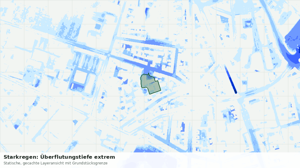 Statische Kartenansicht: Starkregen: Überflutungstiefe extrem