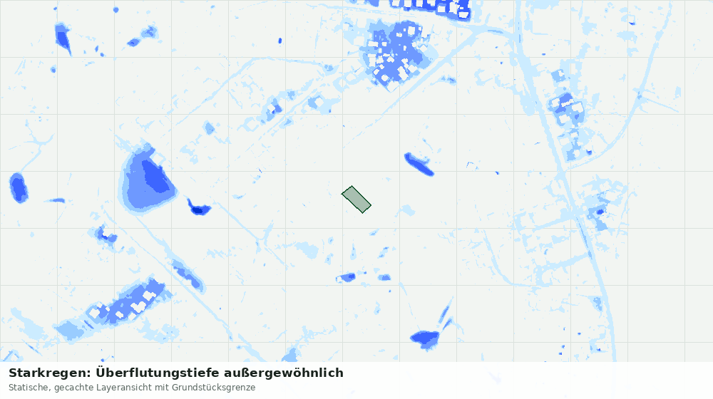 Statische Kartenansicht: Starkregen: Überflutungstiefe außergewöhnlich