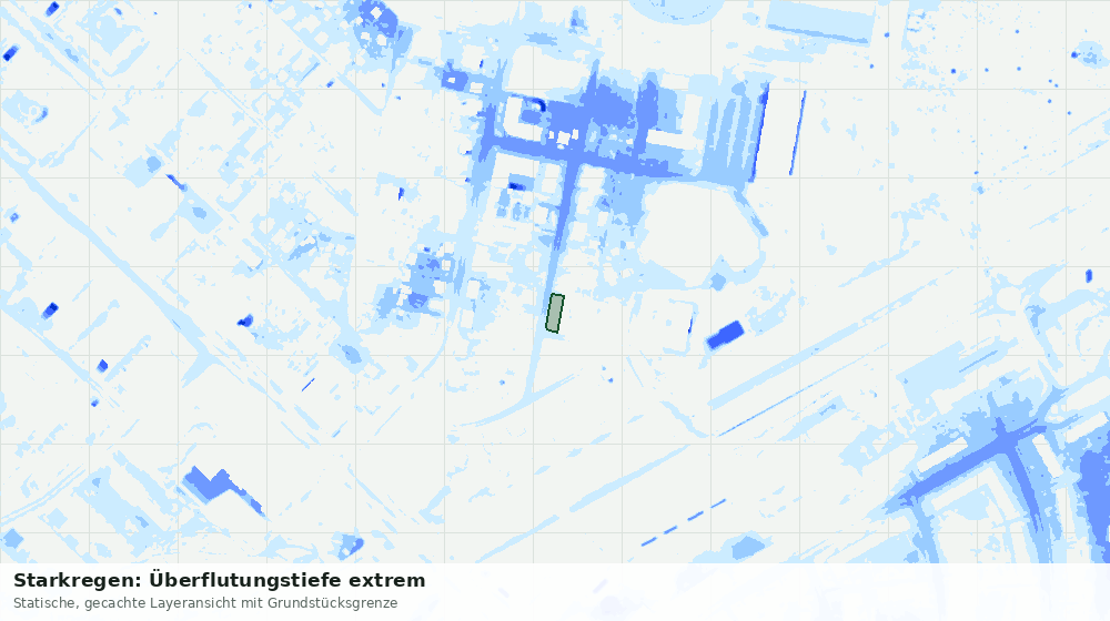 Statische Kartenansicht: Starkregen: Überflutungstiefe extrem