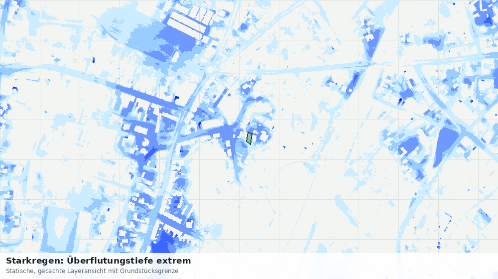 Statische Kartenansicht: Starkregen: Überflutungstiefe extrem