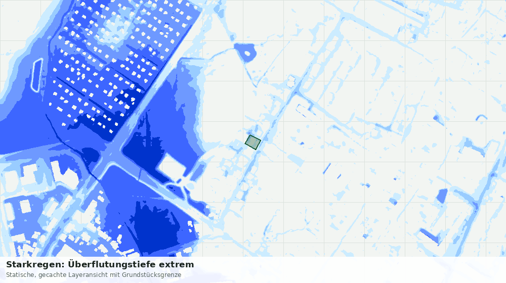Statische Kartenansicht: Starkregen: Überflutungstiefe extrem