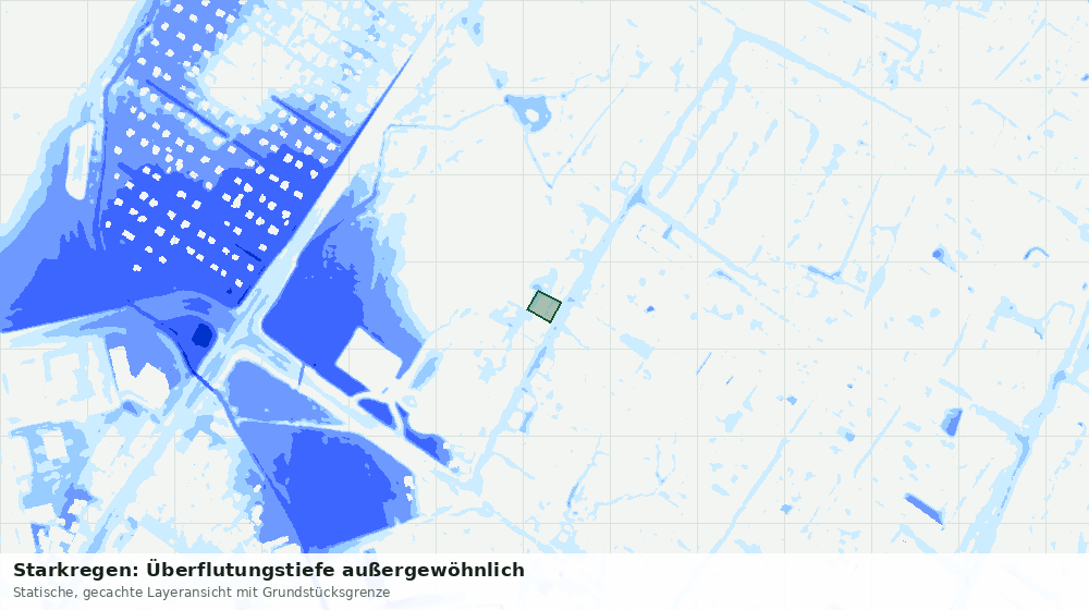Statische Kartenansicht: Starkregen: Überflutungstiefe außergewöhnlich