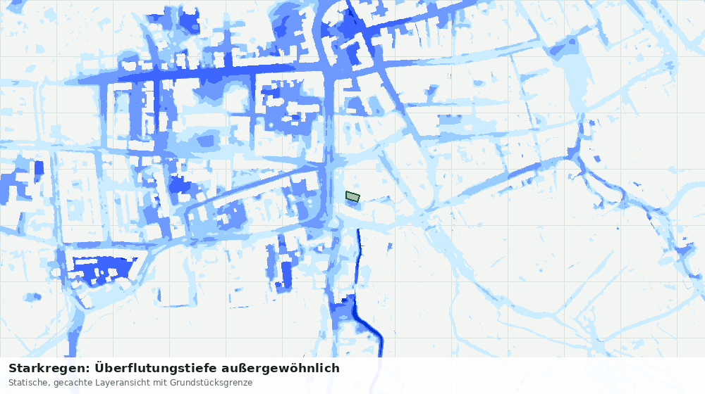 Statische Kartenansicht: Starkregen: Überflutungstiefe außergewöhnlich