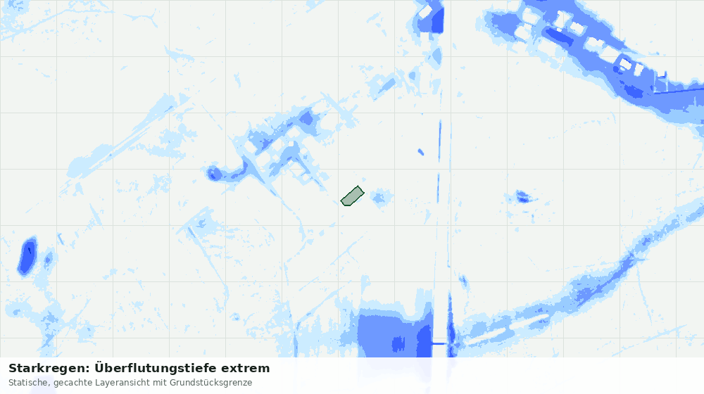 Statische Kartenansicht: Starkregen: Überflutungstiefe extrem