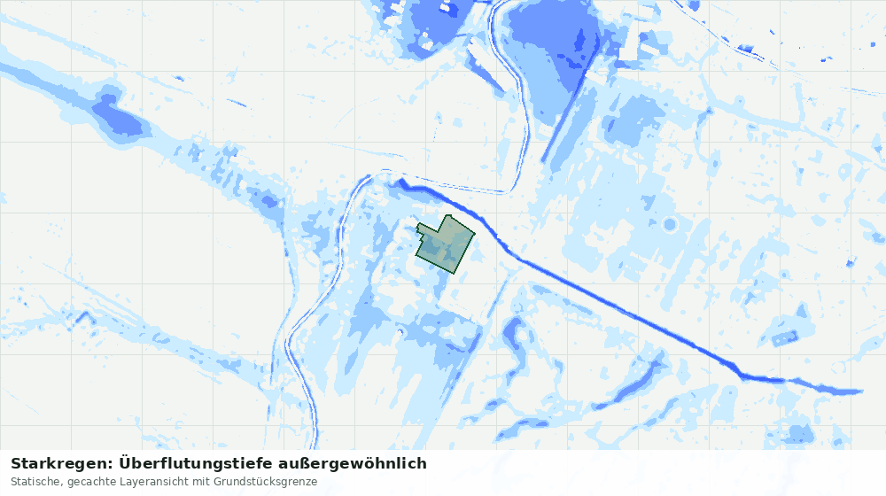 Statische Kartenansicht: Starkregen: Überflutungstiefe außergewöhnlich