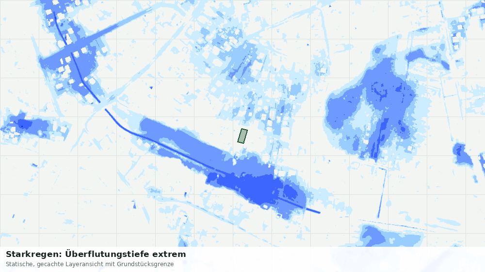 Statische Kartenansicht: Starkregen: Überflutungstiefe extrem