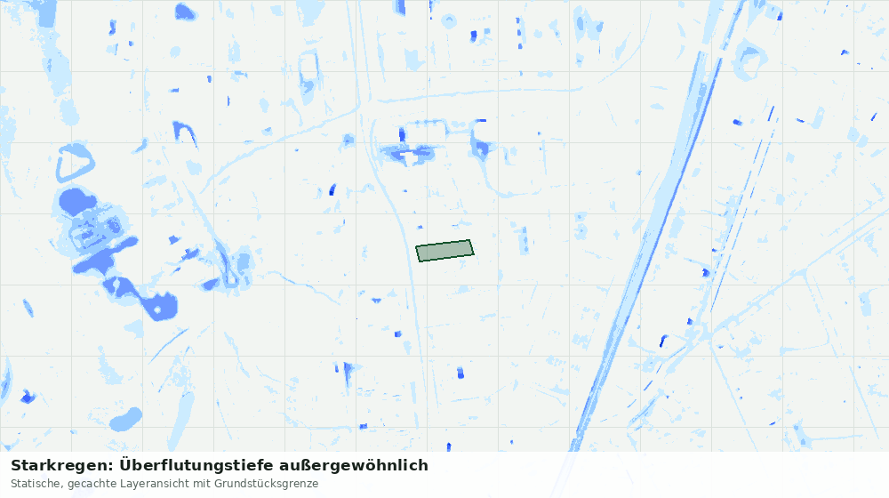 Statische Kartenansicht: Starkregen: Überflutungstiefe außergewöhnlich