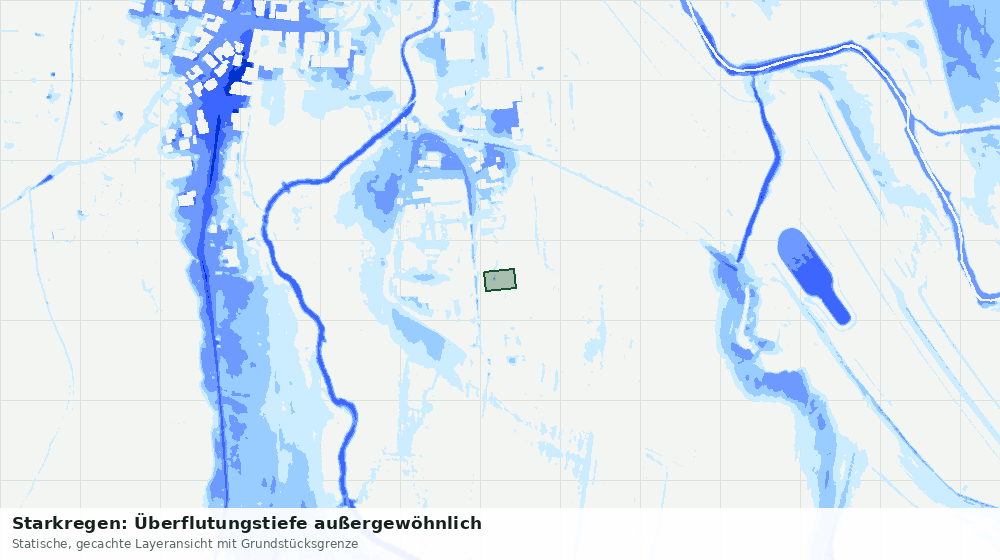 Statische Kartenansicht: Starkregen: Überflutungstiefe außergewöhnlich