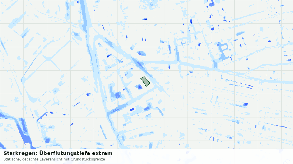 Statische Kartenansicht: Starkregen: Überflutungstiefe extrem