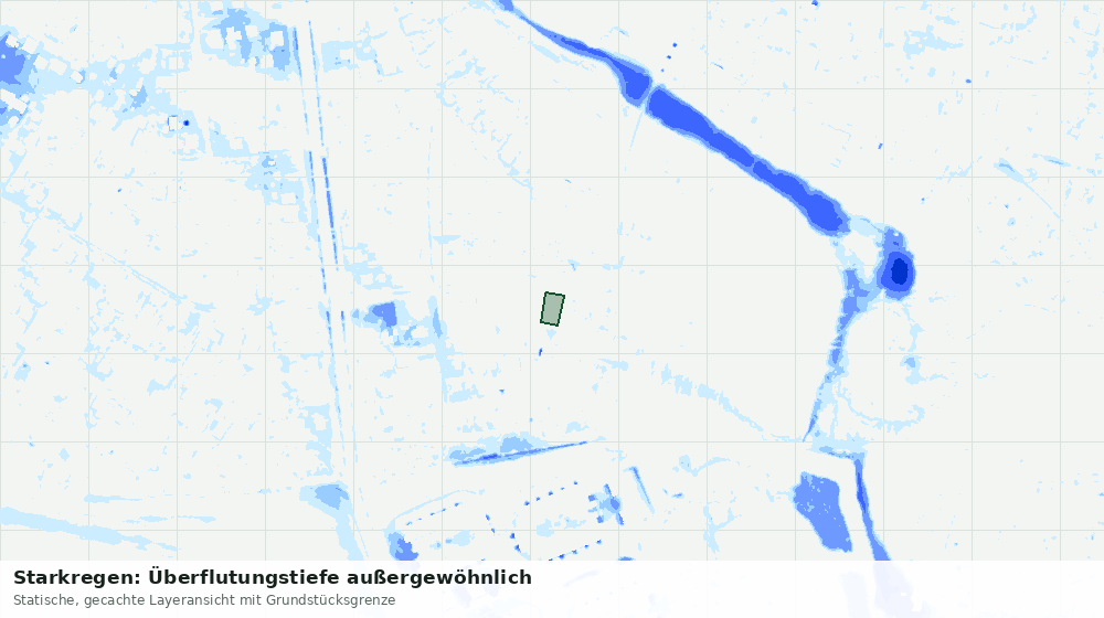 Statische Kartenansicht: Starkregen: Überflutungstiefe außergewöhnlich