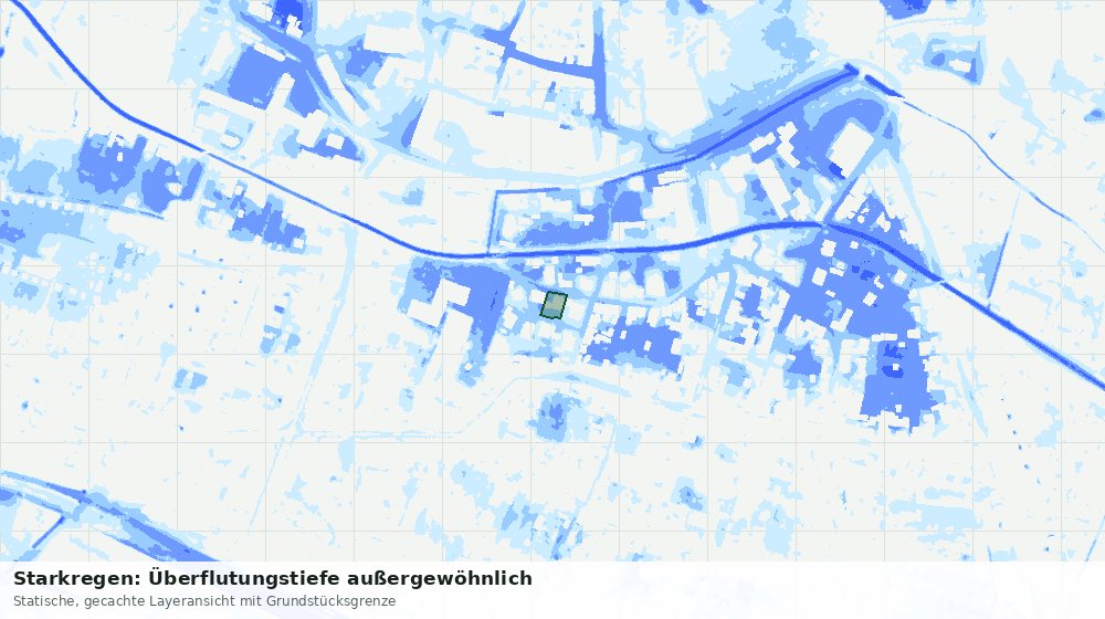 Statische Kartenansicht: Starkregen: Überflutungstiefe außergewöhnlich