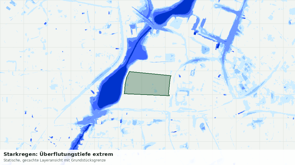 Statische Kartenansicht: Starkregen: Überflutungstiefe extrem