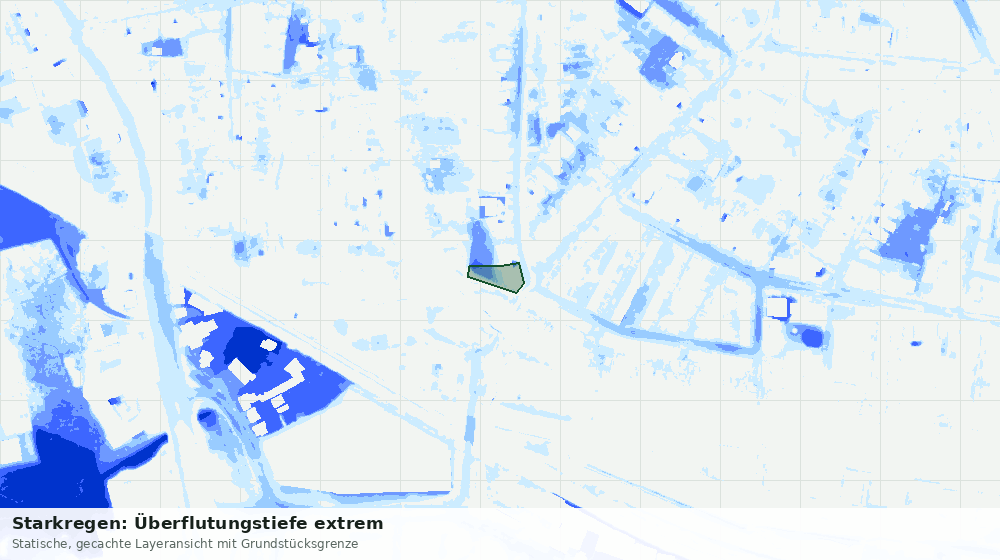 Statische Kartenansicht: Starkregen: Überflutungstiefe extrem