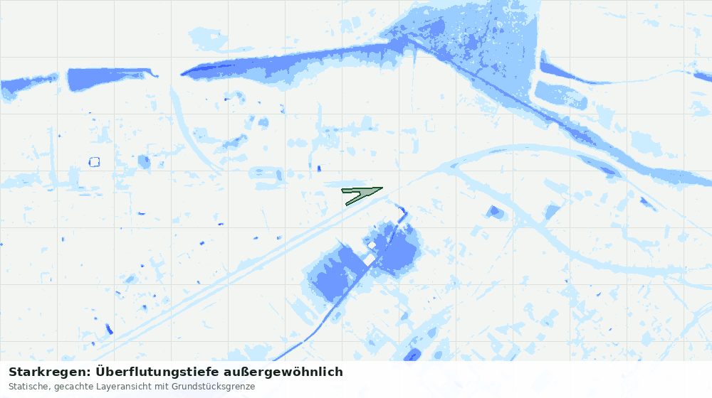 Statische Kartenansicht: Starkregen: Überflutungstiefe außergewöhnlich