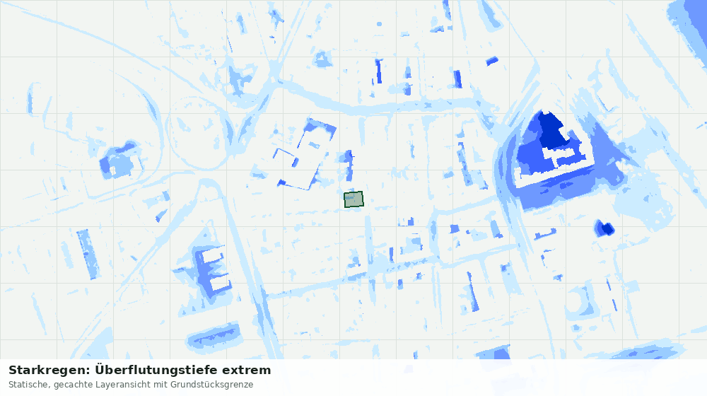 Statische Kartenansicht: Starkregen: Überflutungstiefe extrem