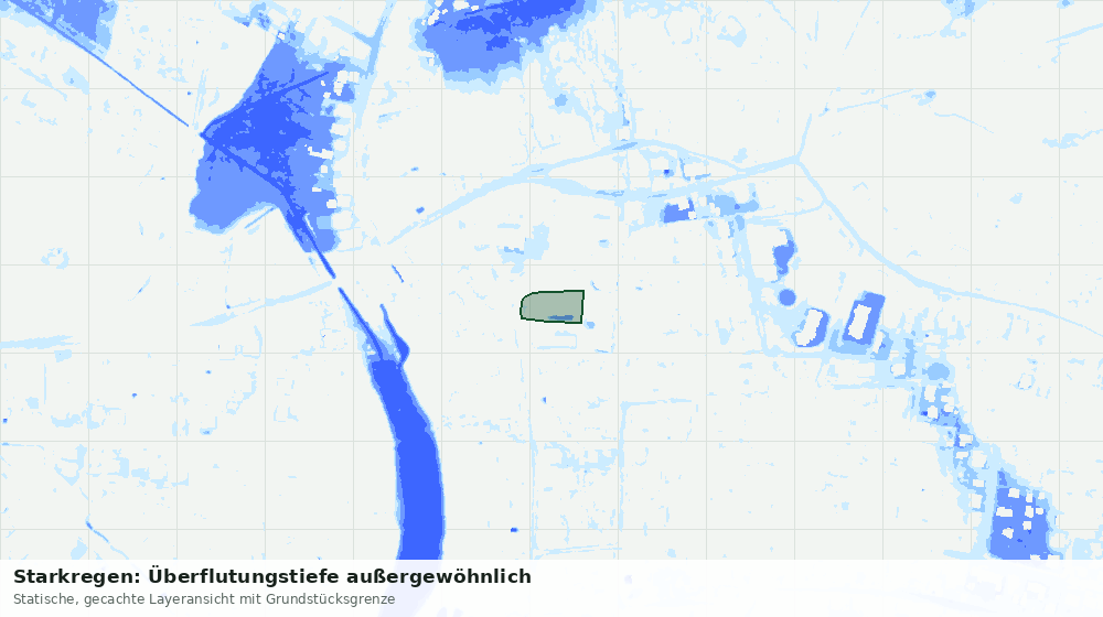 Statische Kartenansicht: Starkregen: Überflutungstiefe außergewöhnlich