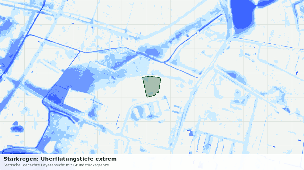 Statische Kartenansicht: Starkregen: Überflutungstiefe extrem