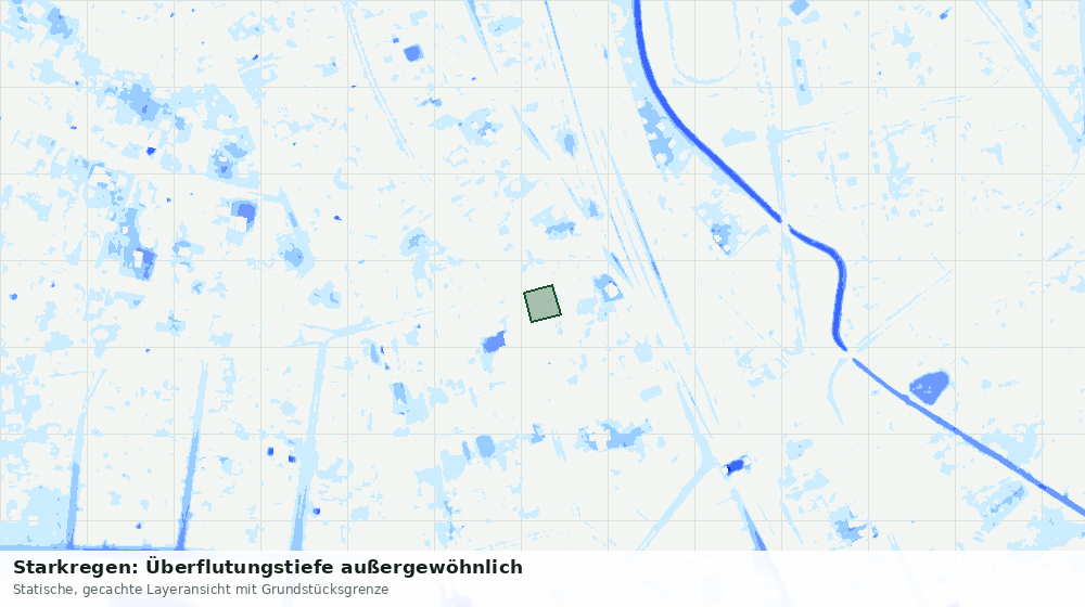 Statische Kartenansicht: Starkregen: Überflutungstiefe außergewöhnlich