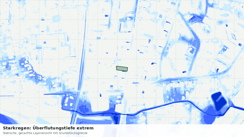 Statische Kartenansicht: Starkregen: Überflutungstiefe extrem