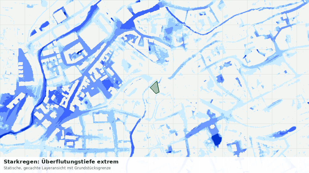 Statische Kartenansicht: Starkregen: Überflutungstiefe extrem