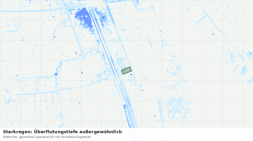 Statische Kartenansicht: Starkregen: Überflutungstiefe außergewöhnlich