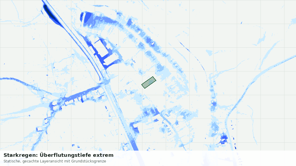 Statische Kartenansicht: Starkregen: Überflutungstiefe extrem