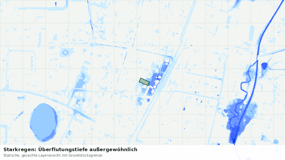 Statische Kartenansicht: Starkregen: Überflutungstiefe außergewöhnlich