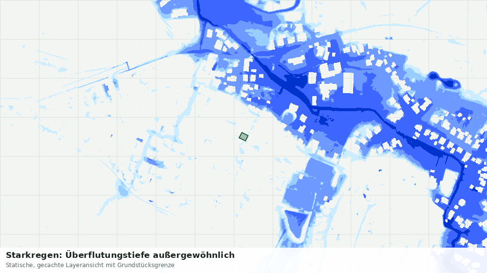 Statische Kartenansicht: Starkregen: Überflutungstiefe außergewöhnlich