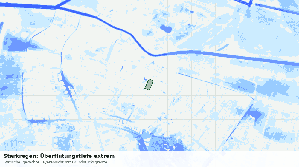 Statische Kartenansicht: Starkregen: Überflutungstiefe extrem