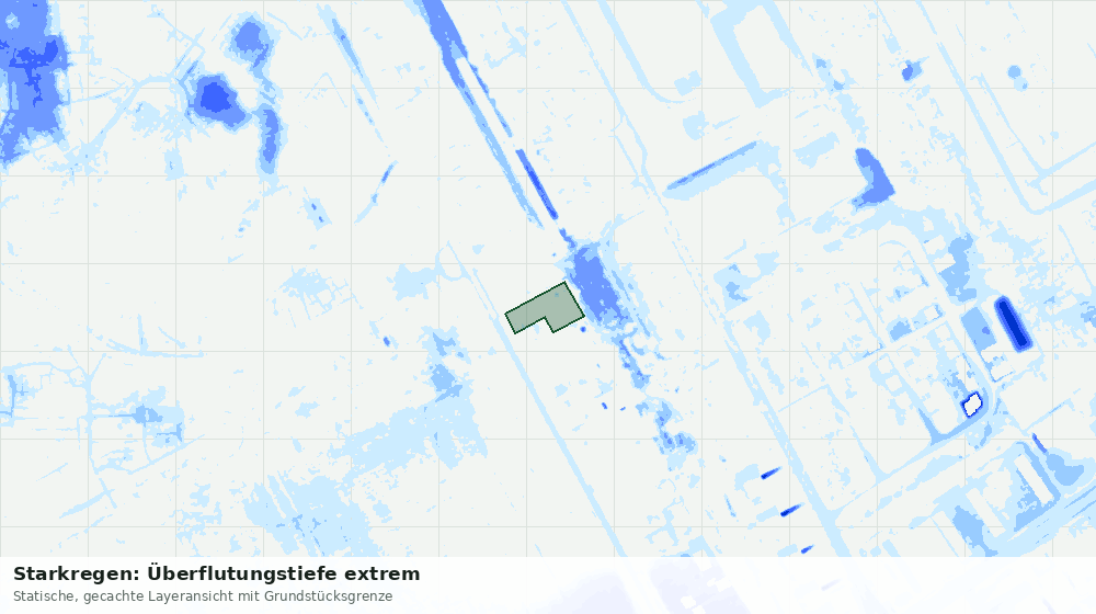 Statische Kartenansicht: Starkregen: Überflutungstiefe extrem