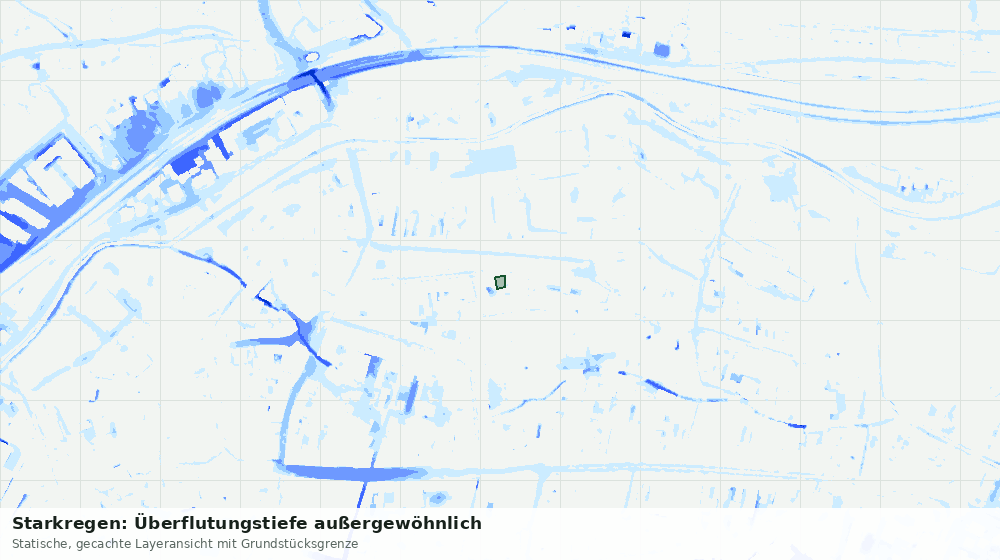 Statische Kartenansicht: Starkregen: Überflutungstiefe außergewöhnlich