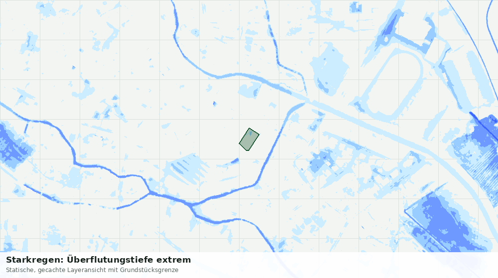 Statische Kartenansicht: Starkregen: Überflutungstiefe extrem