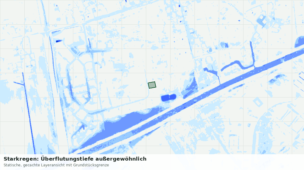 Statische Kartenansicht: Starkregen: Überflutungstiefe außergewöhnlich