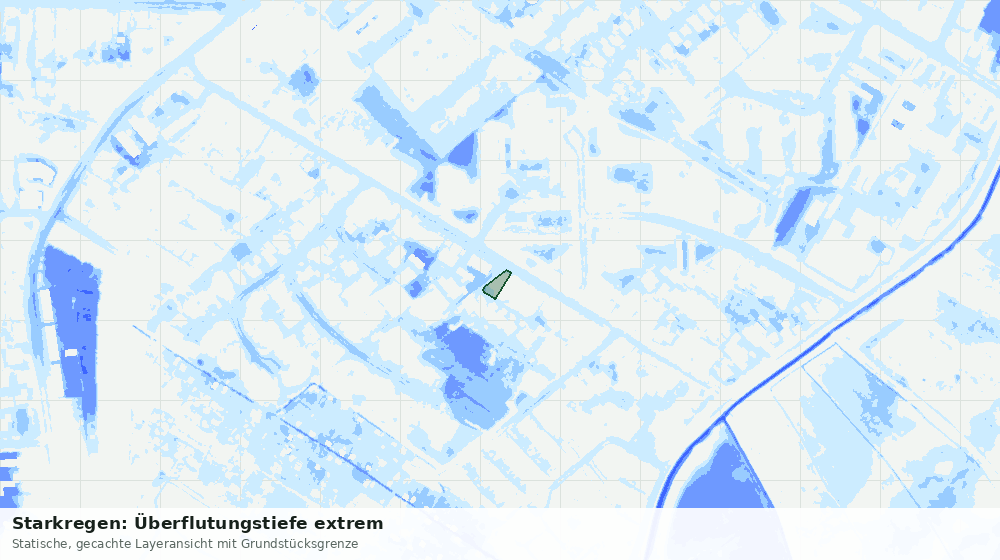 Statische Kartenansicht: Starkregen: Überflutungstiefe extrem