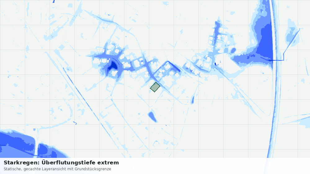 Statische Kartenansicht: Starkregen: Überflutungstiefe extrem