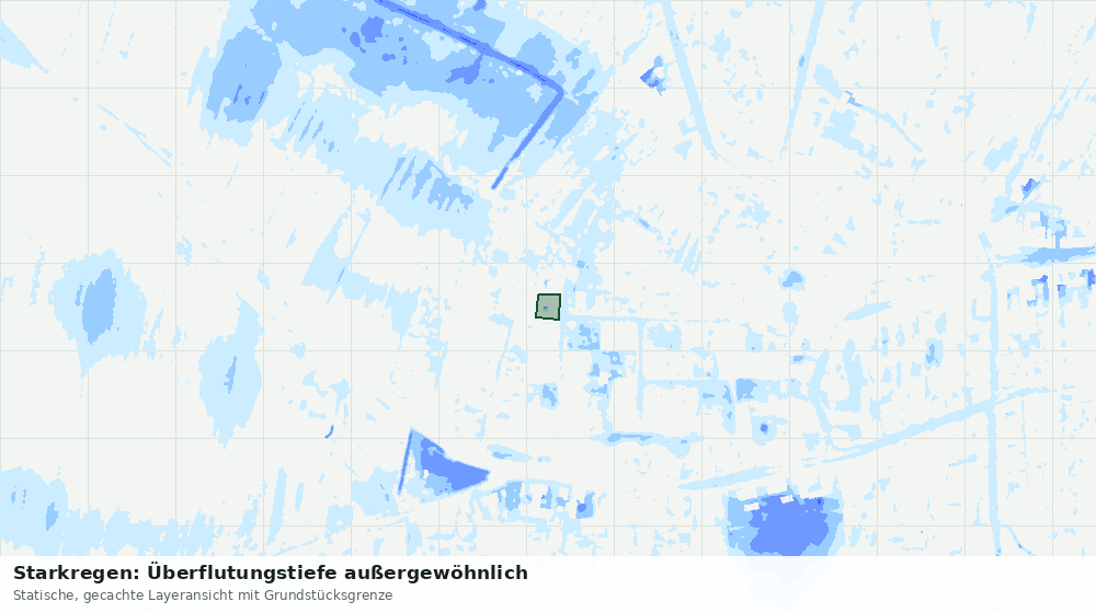 Statische Kartenansicht: Starkregen: Überflutungstiefe außergewöhnlich