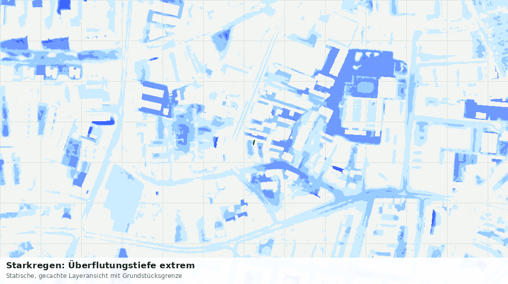 Statische Kartenansicht: Starkregen: Überflutungstiefe extrem