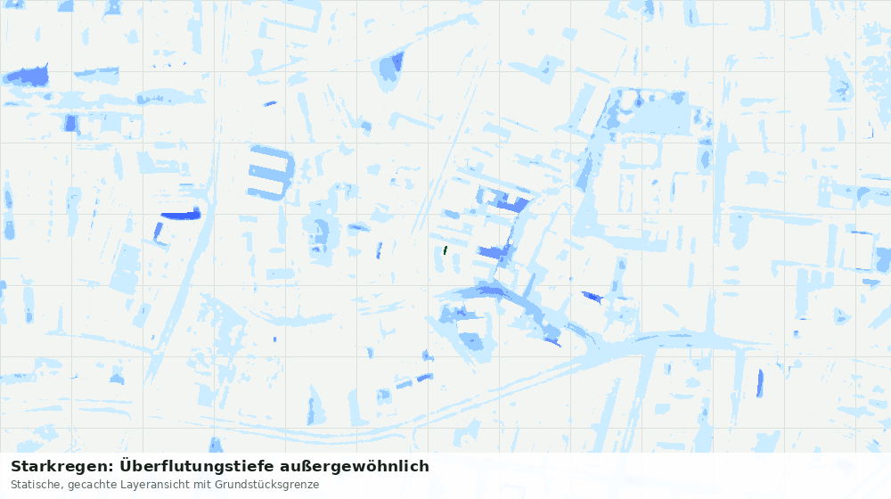 Statische Kartenansicht: Starkregen: Überflutungstiefe außergewöhnlich