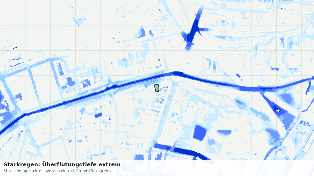 Statische Kartenansicht: Starkregen: Überflutungstiefe extrem